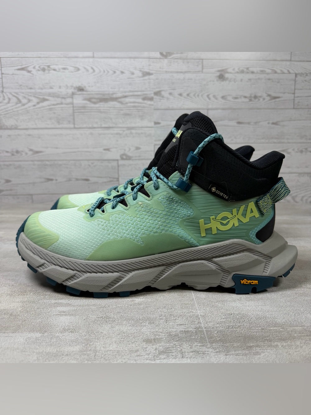 Hoka One One Trail Code GTX Gore-Tex Blue Glass Hiking Shoes Women's Size 8B
